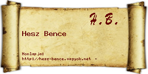Hesz Bence névjegykártya